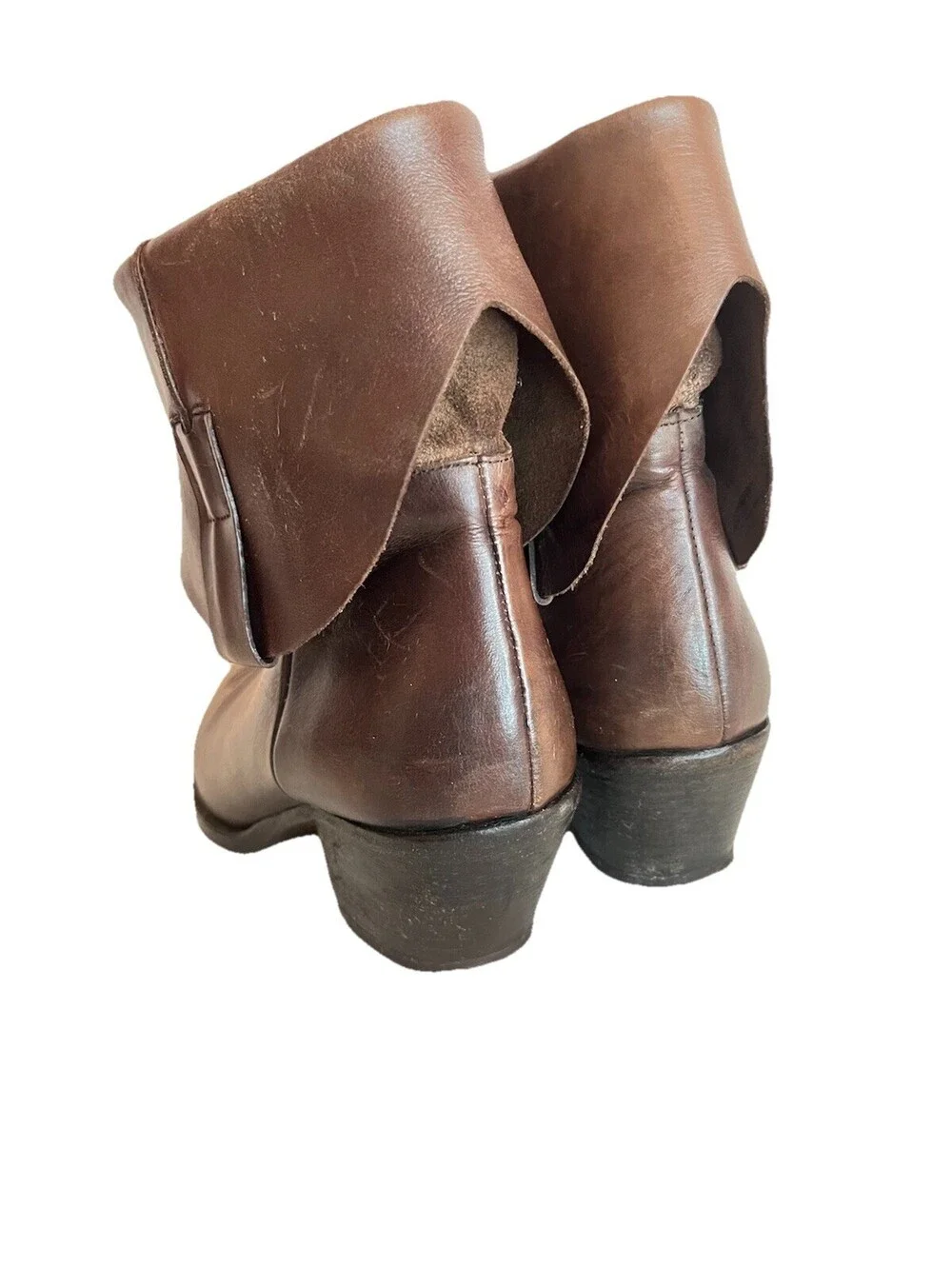 ELENA IACHI Italy Genuine Brown Leather Cowboy Ankle Boots Women’s Sz 37 US 6.5